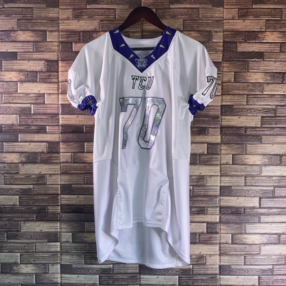 Mens TCU Johnson #70 Football Game Jersey White Medium Pre Owned